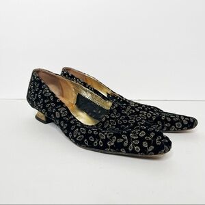 Vintage Casadei Black Gold Heels Size 9.5 Women’s